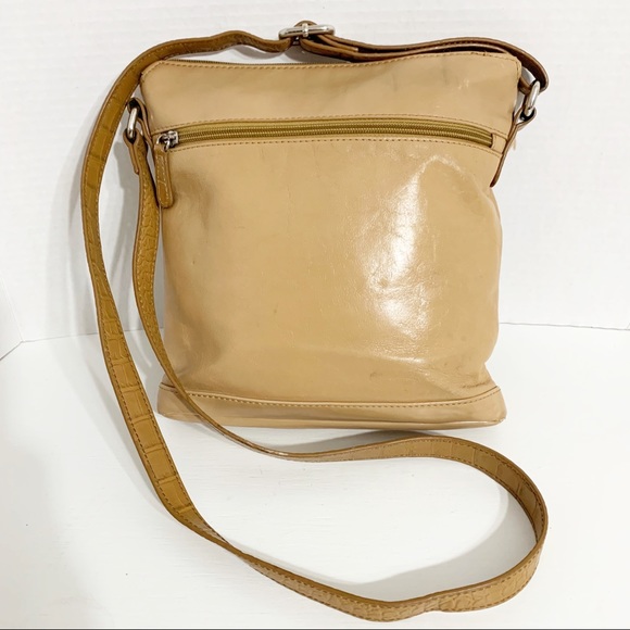 Giani Bernini Leather Convertible Crossbody Shoulder Bag Croc Embossed Trim - Picture 2 of 16